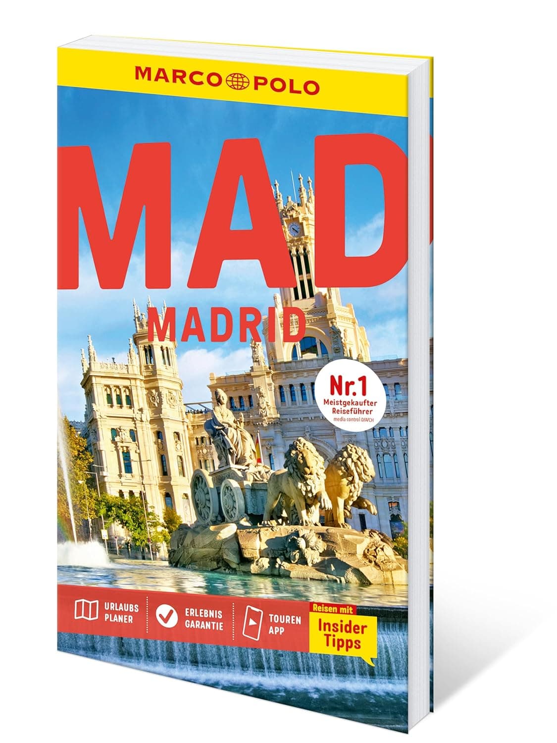 Guía Marco Polo de Madrid con la Fuente de Cibeles y el Palacio de Comunicaciones.